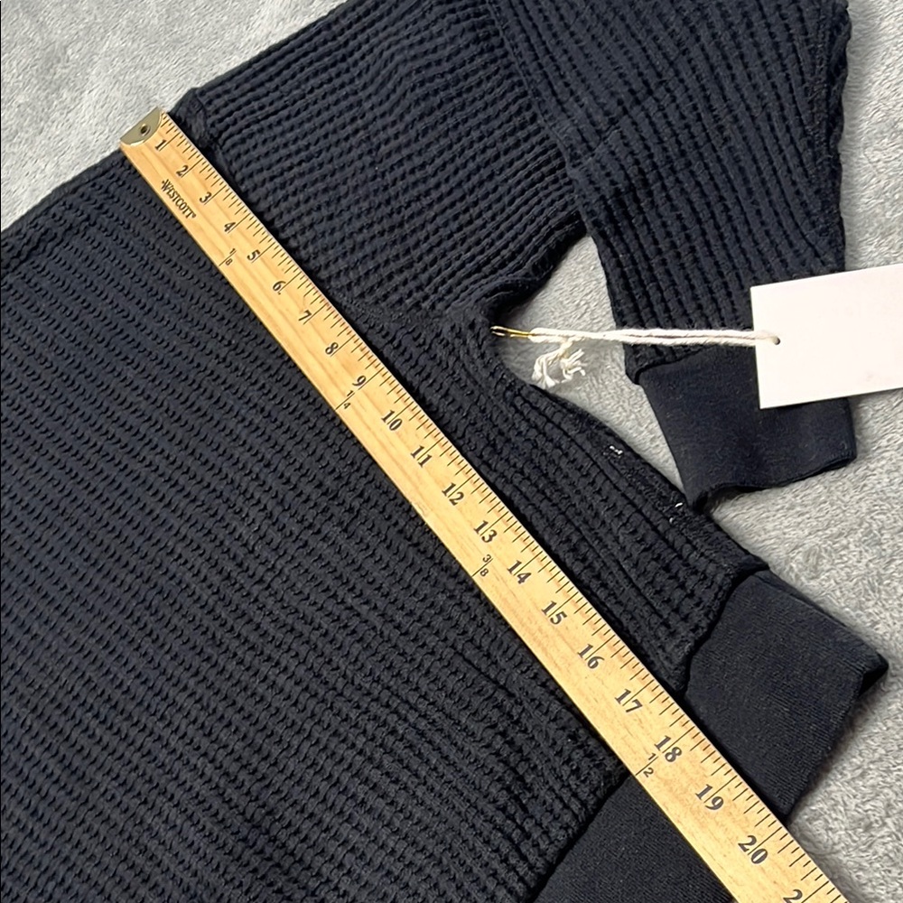 NEW MATE The Label XS 100% Organic Cotton Black‎ Waffle Relaxed Knit Hoodie - Picture 3 of 10